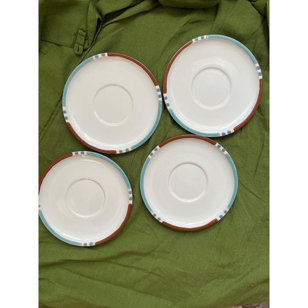 VTG Dansk Mesa White Sand 4 Saucers Stoneware Japan Mission Navajo Aztec Brown